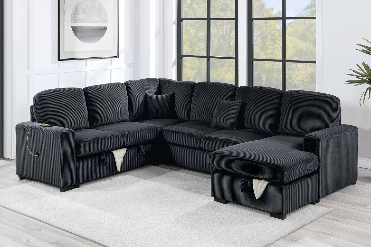 4-Pieces Convertible Sectional Sofa