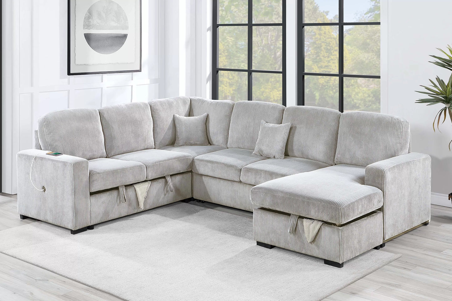 4-Pieces Convertible Sectional Sofa