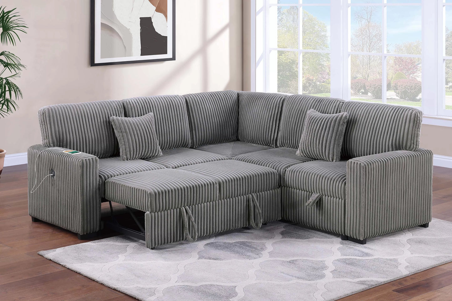 3-Pieces Reversible Convertible Sectional Sofa