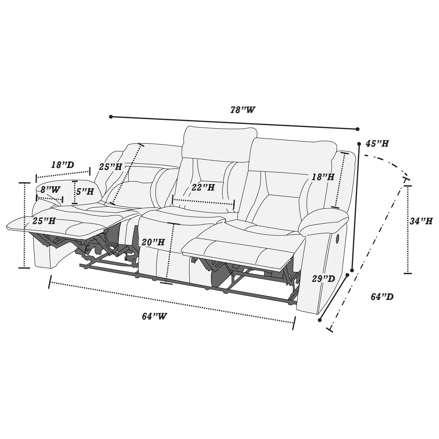 Power Mechanism Reclining Sofa