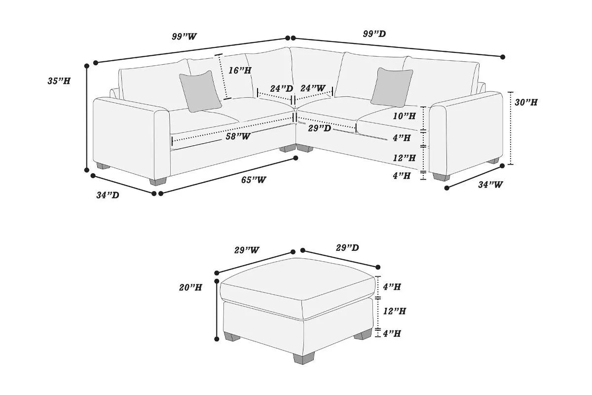 4-Pieces Sectional Sofa Set