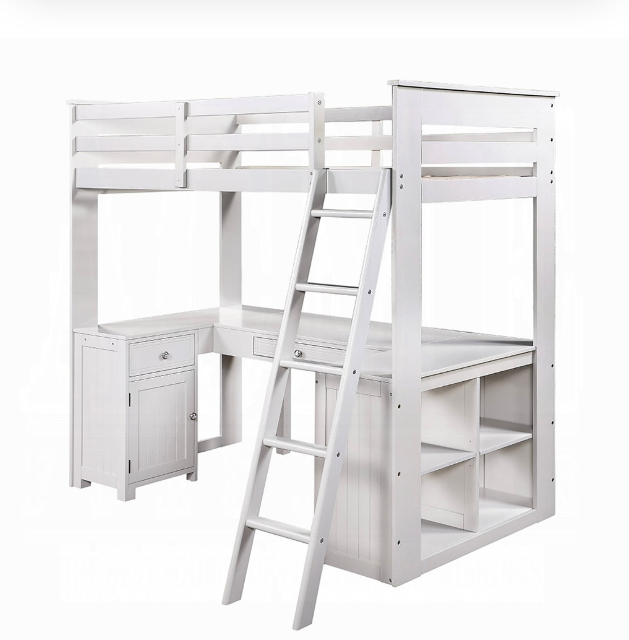 Ambar Twin Loft Bed W/Desk & Bookcase & Chest