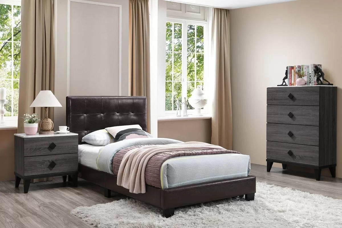 Twin/Full /Queen Size Bed, Faux Leather