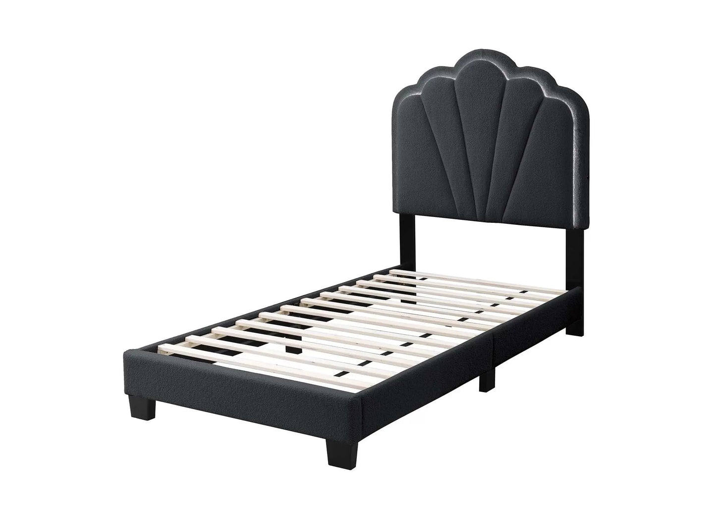 Twin/Full Size bed with Built-In LED Lights, Wool Fabric
