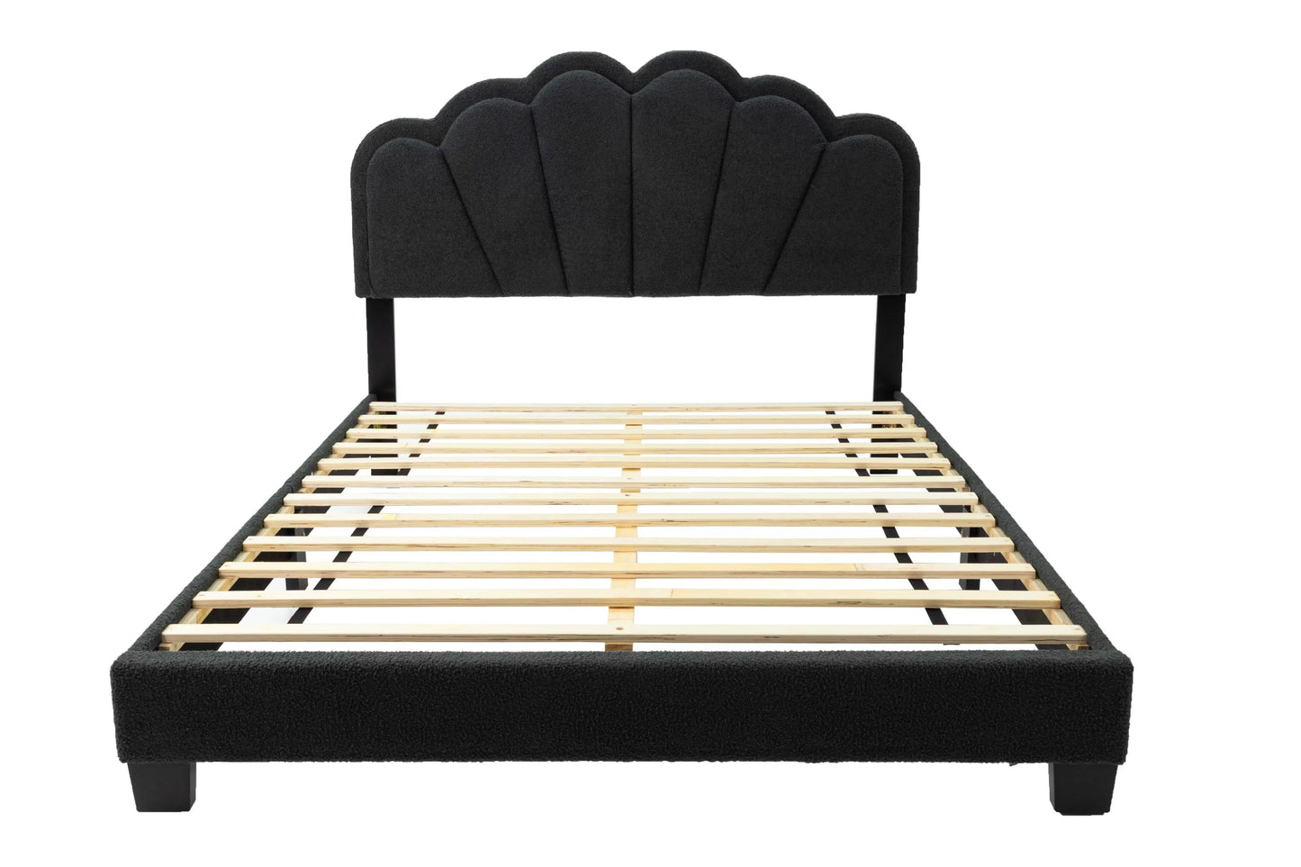 Twin/Full Size bed with Built-In LED Lights, Wool Fabric