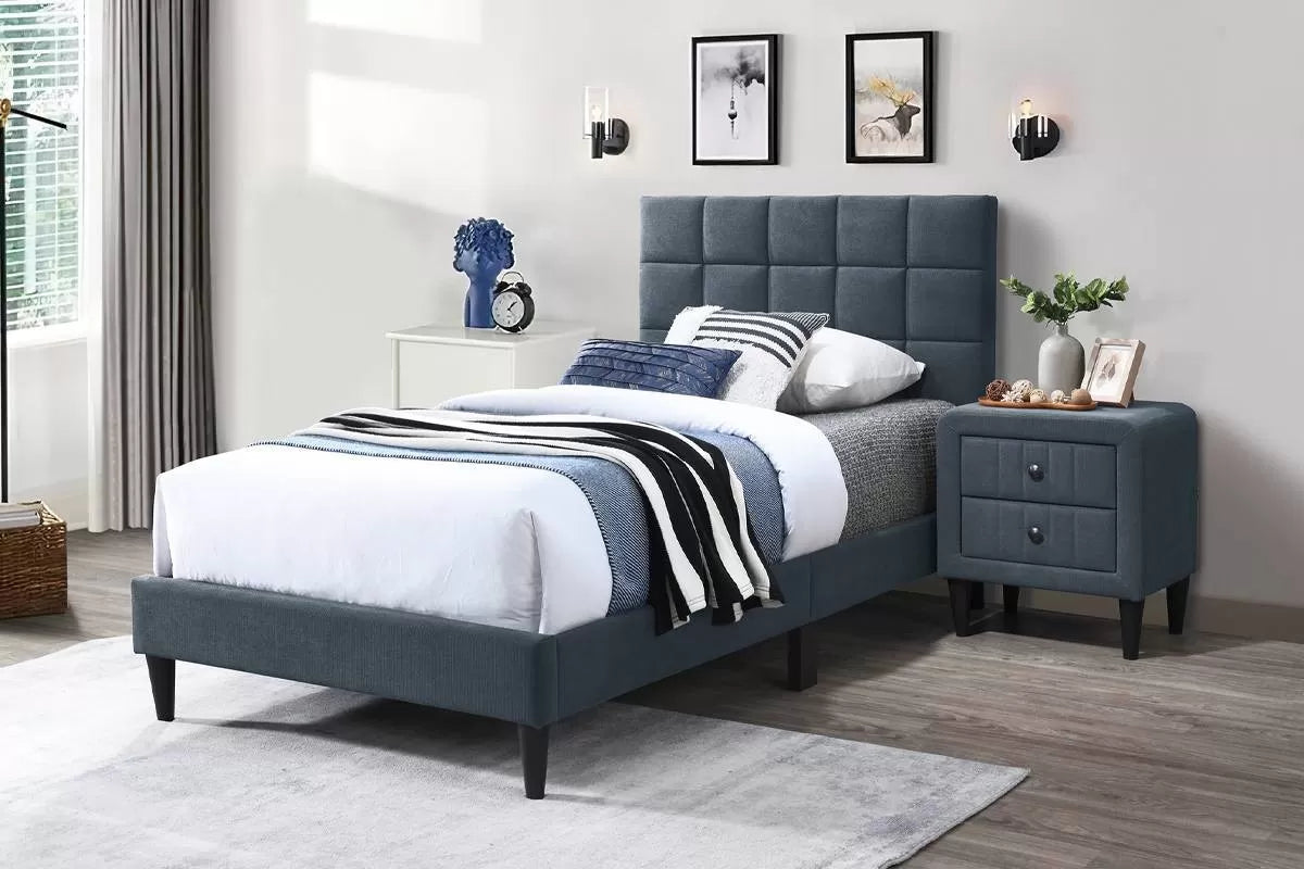 Twin/Full Size Bed, Brushed Linen Fabric