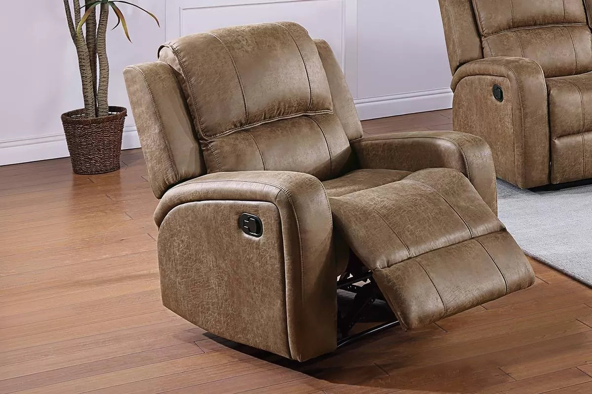 Single Recliner, Smoke-Chestnut, Leather-Like Fabric
