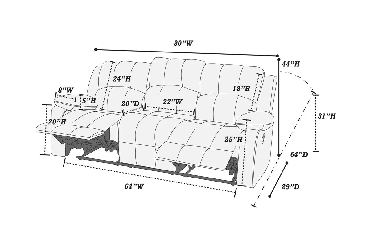 Manual Mechanism Reclining Sofa