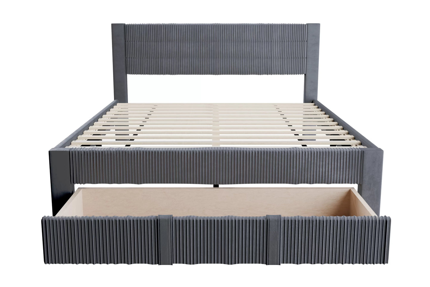 Full/Queen Size Bed, Corduroy and Storage Drawers