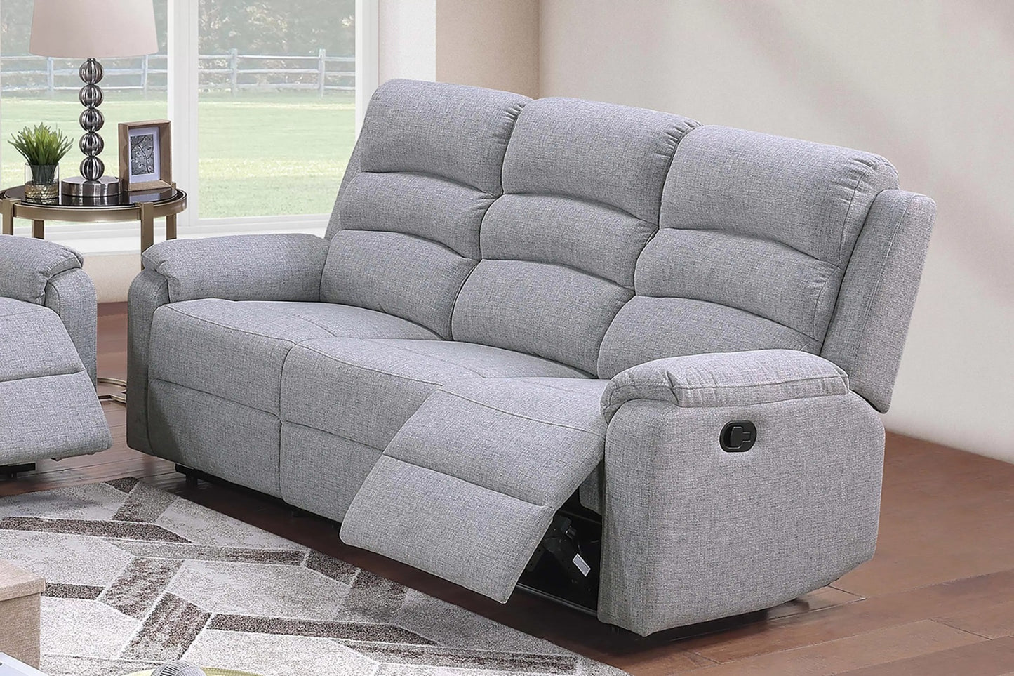 Sofa, Dark Gray-Sincere Bone, Burlap-Like Fabric