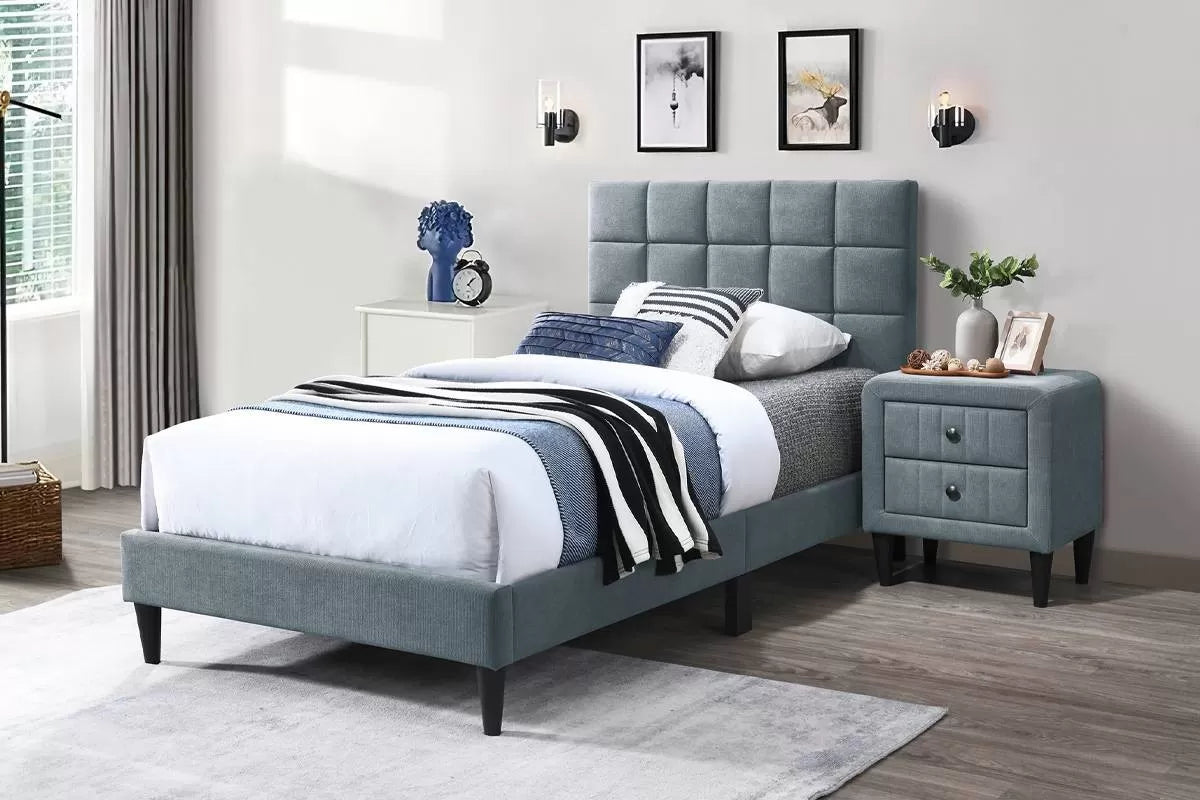 Twin/Full Size Bed, Brushed Linen Fabric