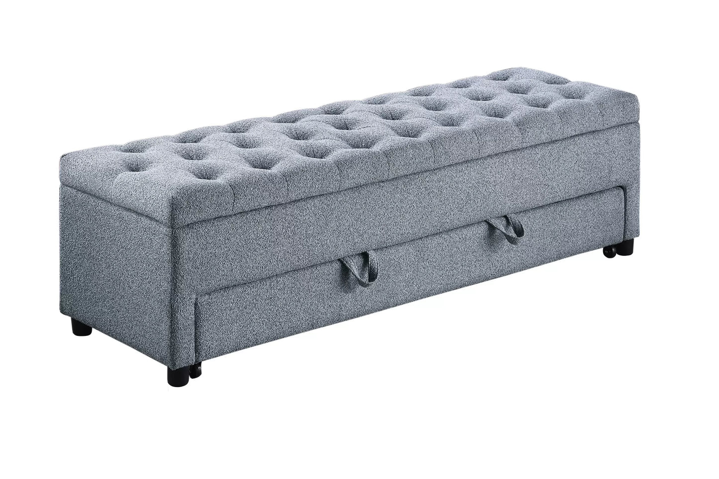 Storage Ottoman With Underseat Drawer, Boucle