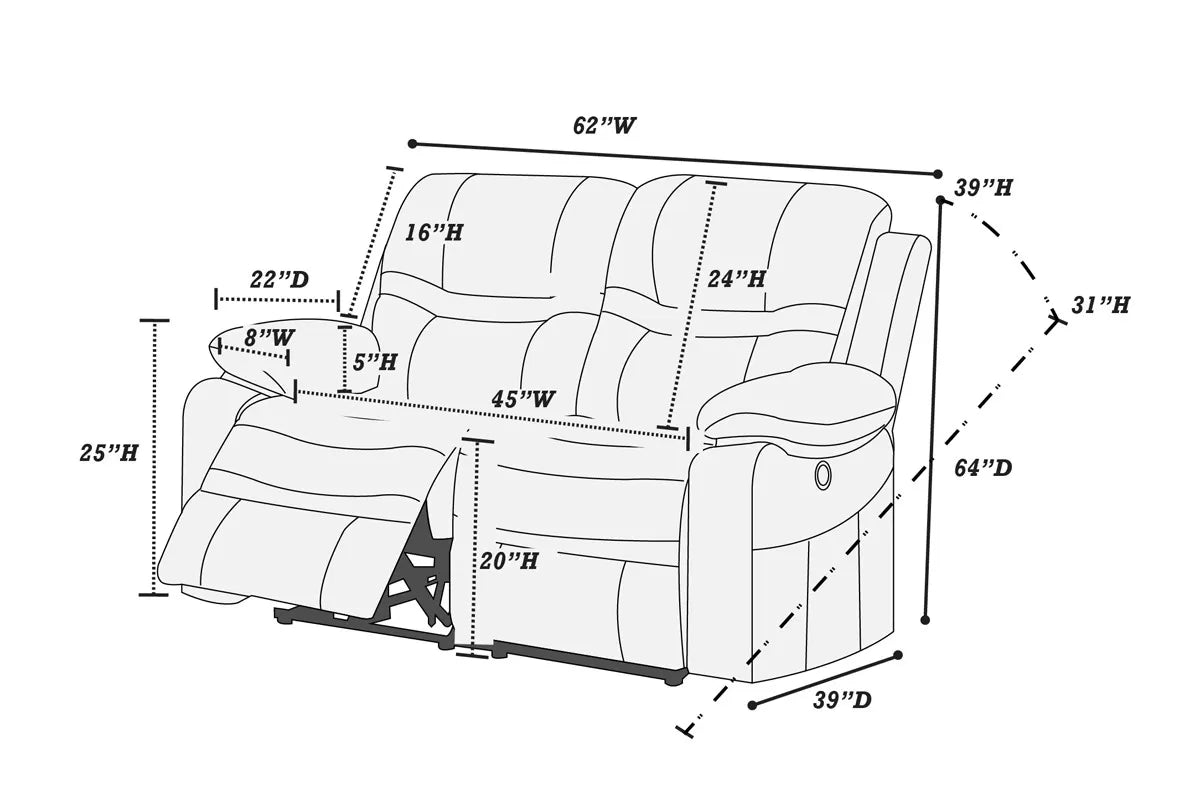 Manual Mechanism Reclining Loveseat