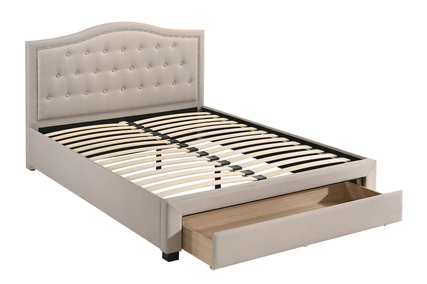 Full/Queen Size Bed, Burlap and Storage Drawers