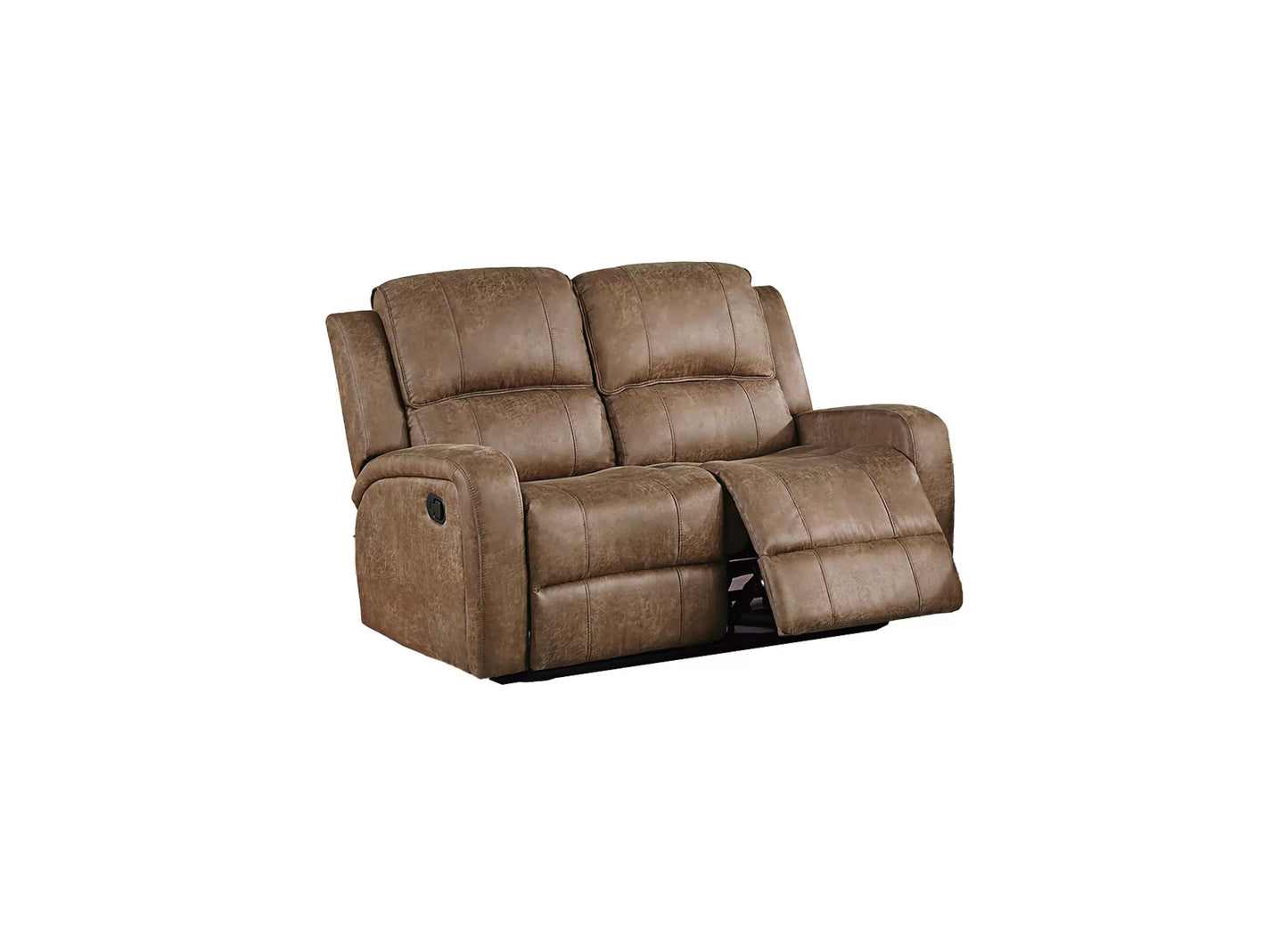 Recliner Loveseat, Smoke-Chestnut, Leather-Like Fabric