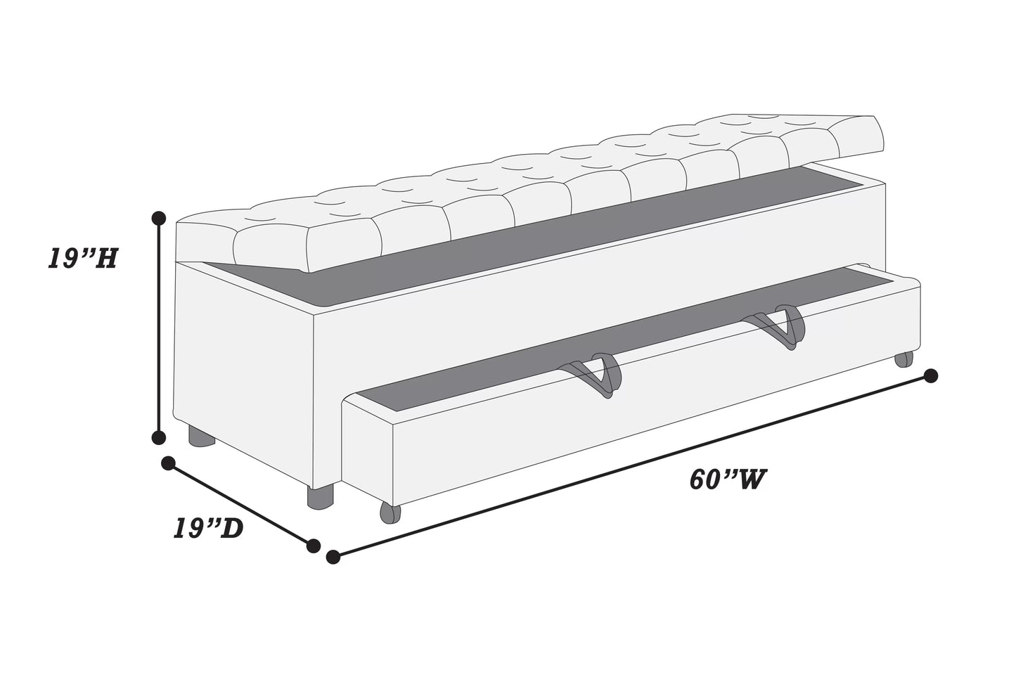 Storage Ottoman With Underseat Drawer, Boucle