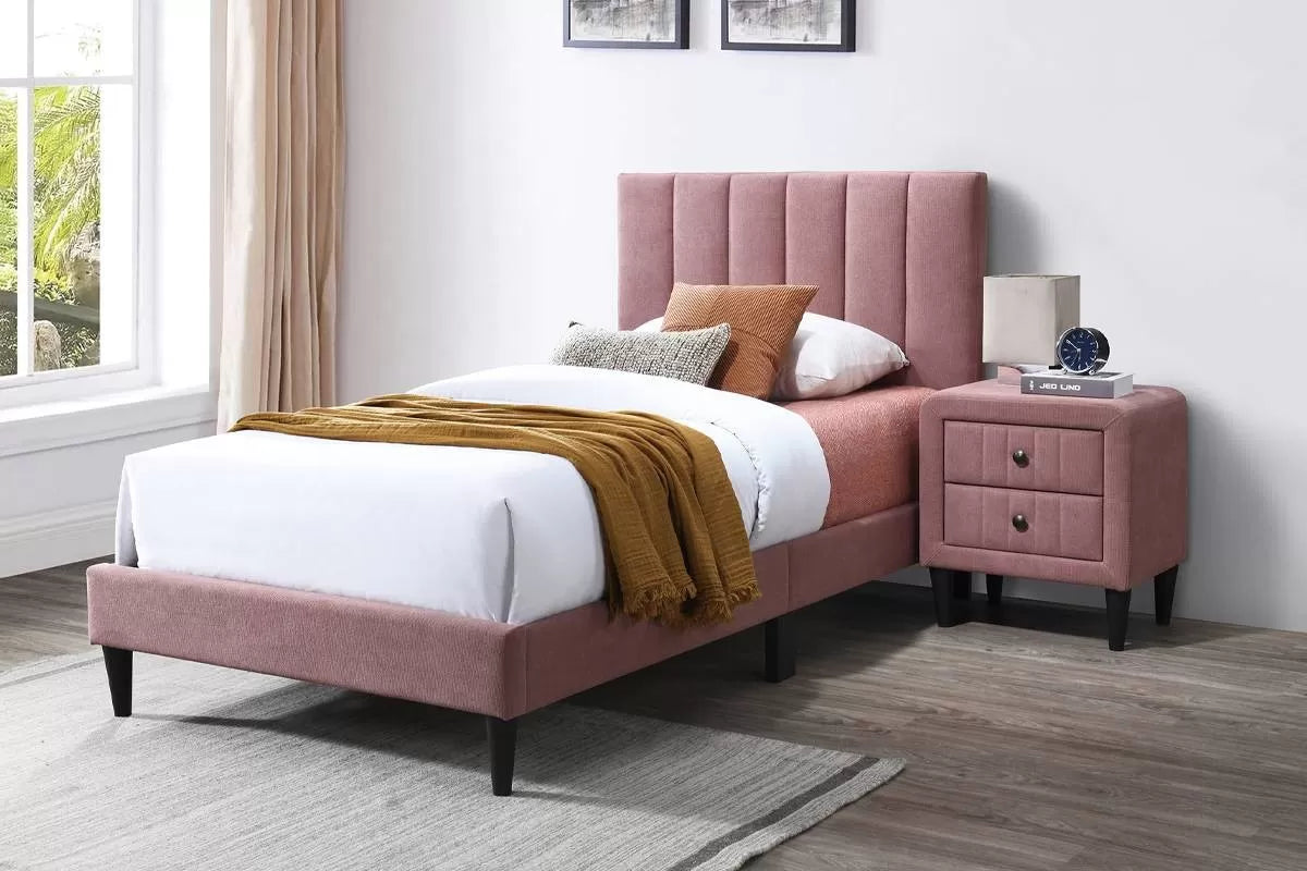 Twin/Full Size Bed, Brushed Linen Fabric