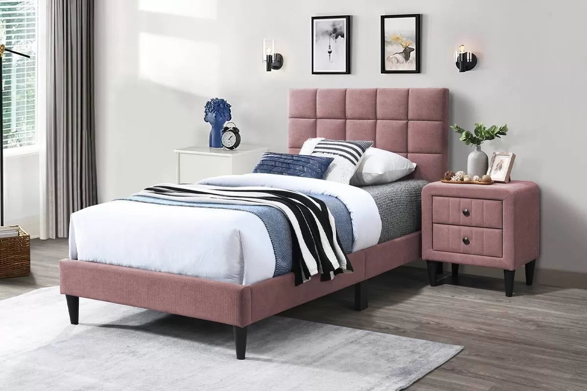 Twin/Full Size Bed, Brushed Linen Fabric