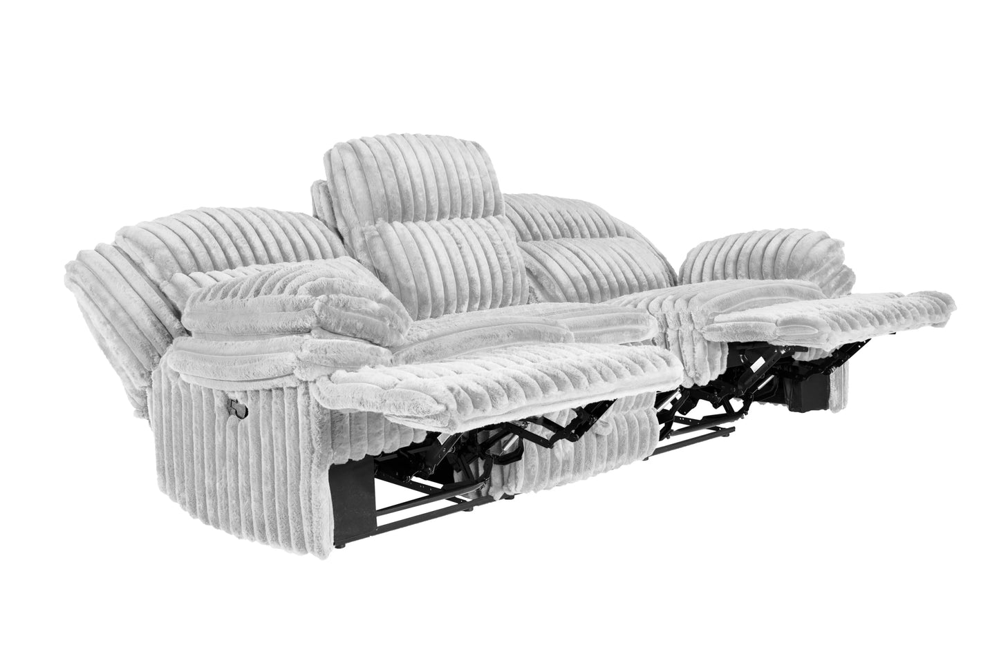 Sofa Set, Chocolate, Light Gray, Fur-Like Jumbo Corduroy