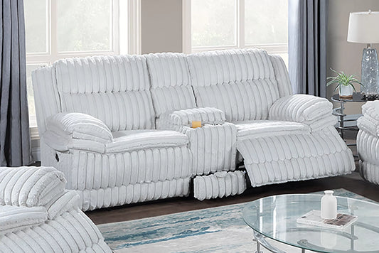 Recliner Loveseat, Chocolate-Light Gray, Fur-like Jumbo Corduroy