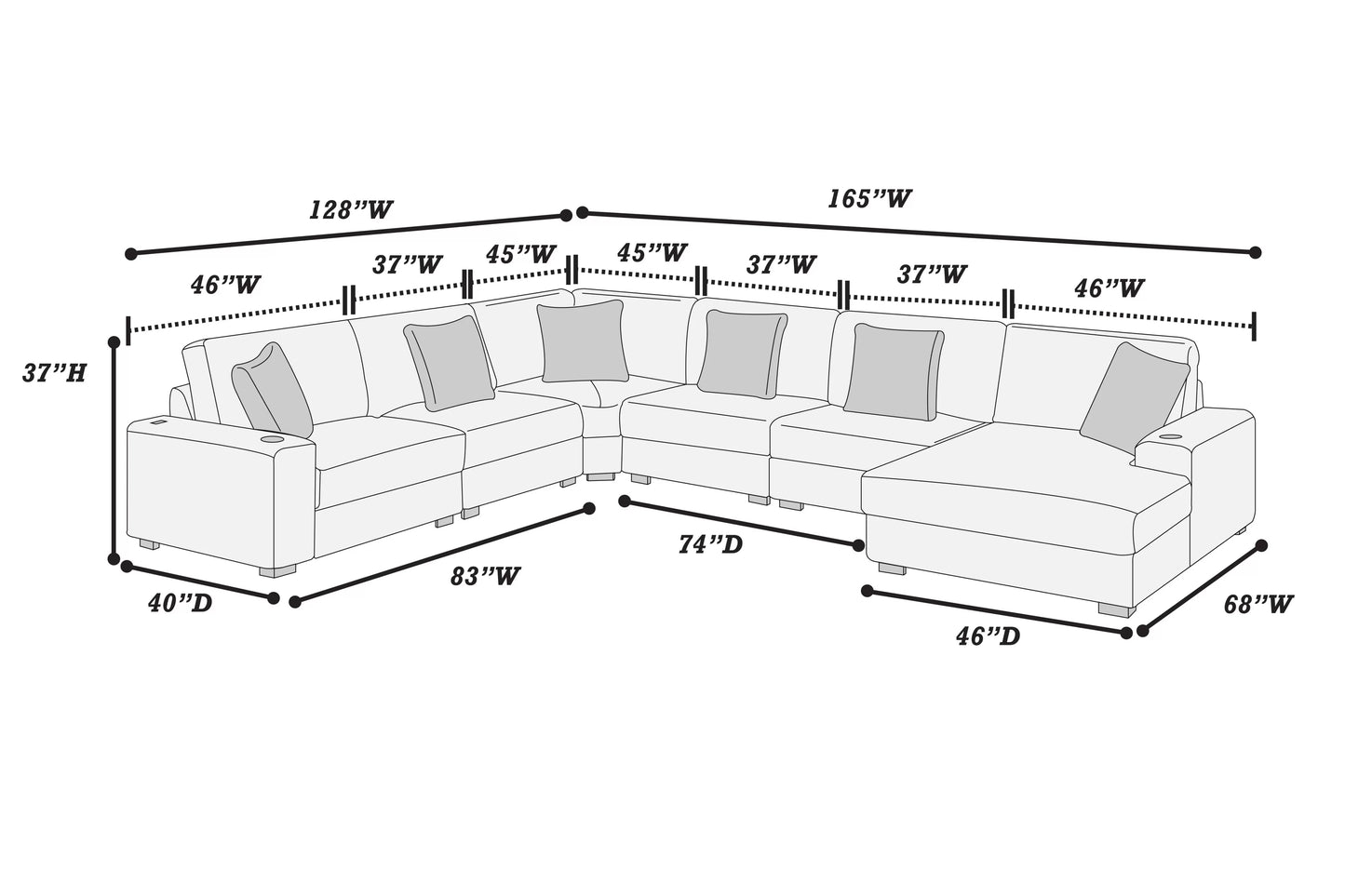6 to 7-Pieces XL Modular Sectional Sofa Set