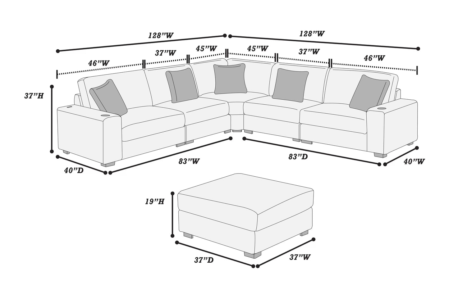 6 to 7-Pieces XL Modular Sectional Sofa Set