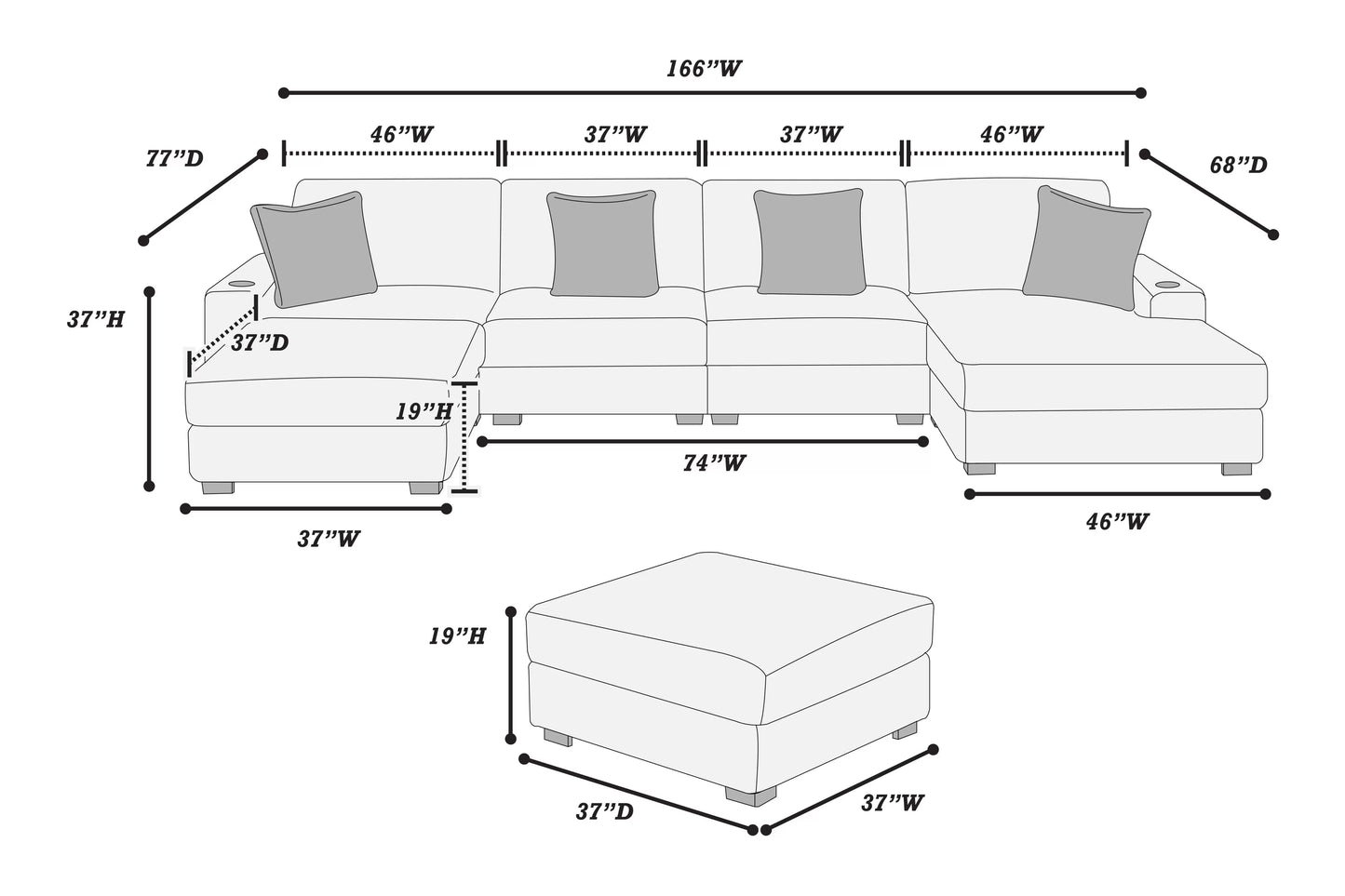 6 to 7-Pieces XL Modular Sectional Sofa Set