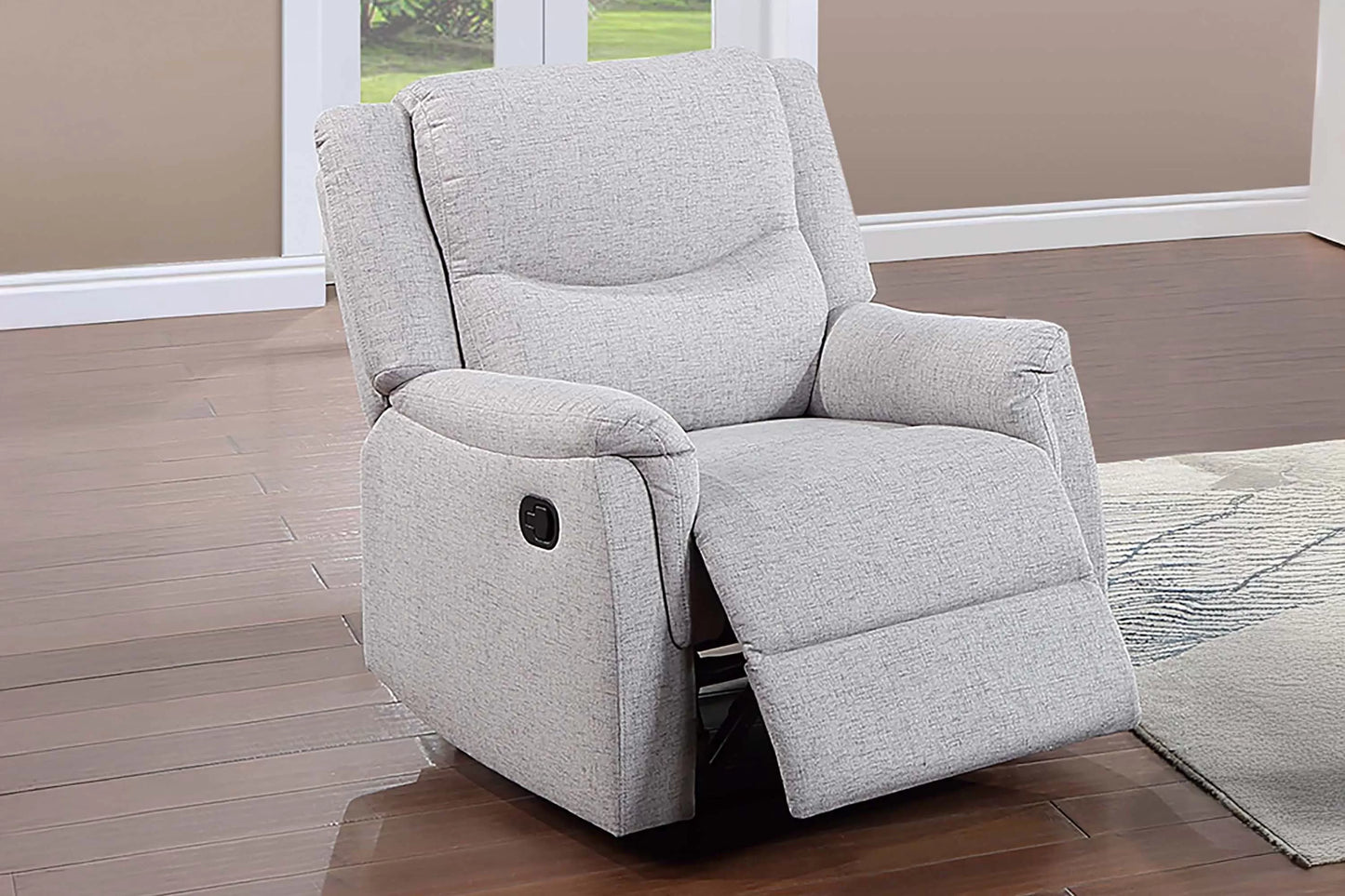 Single Recliner, Dark Gray-Sincere Bone, Burlap-Like Fabric