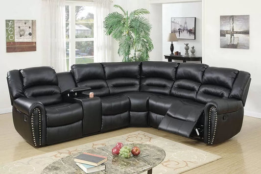 Motion Sectional, Black, Dark Brown, Bonded Leather
