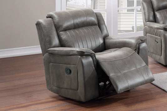 Single Recliner, Slate Blue, Breathable Leatherette