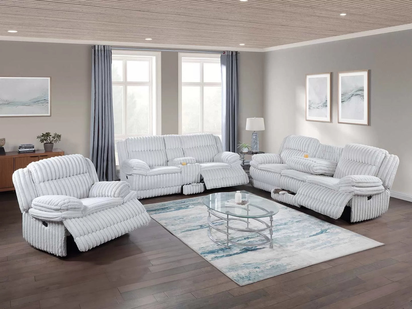 Recliner Loveseat, Chocolate-Light Gray, Fur-like Jumbo Corduroy
