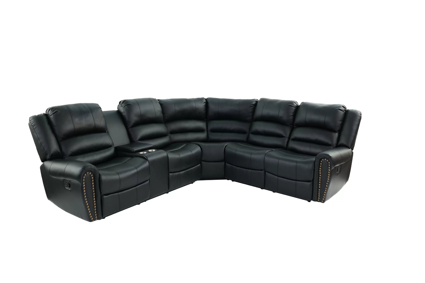 Motion Sectional, Black, Dark Brown, Bonded Leather