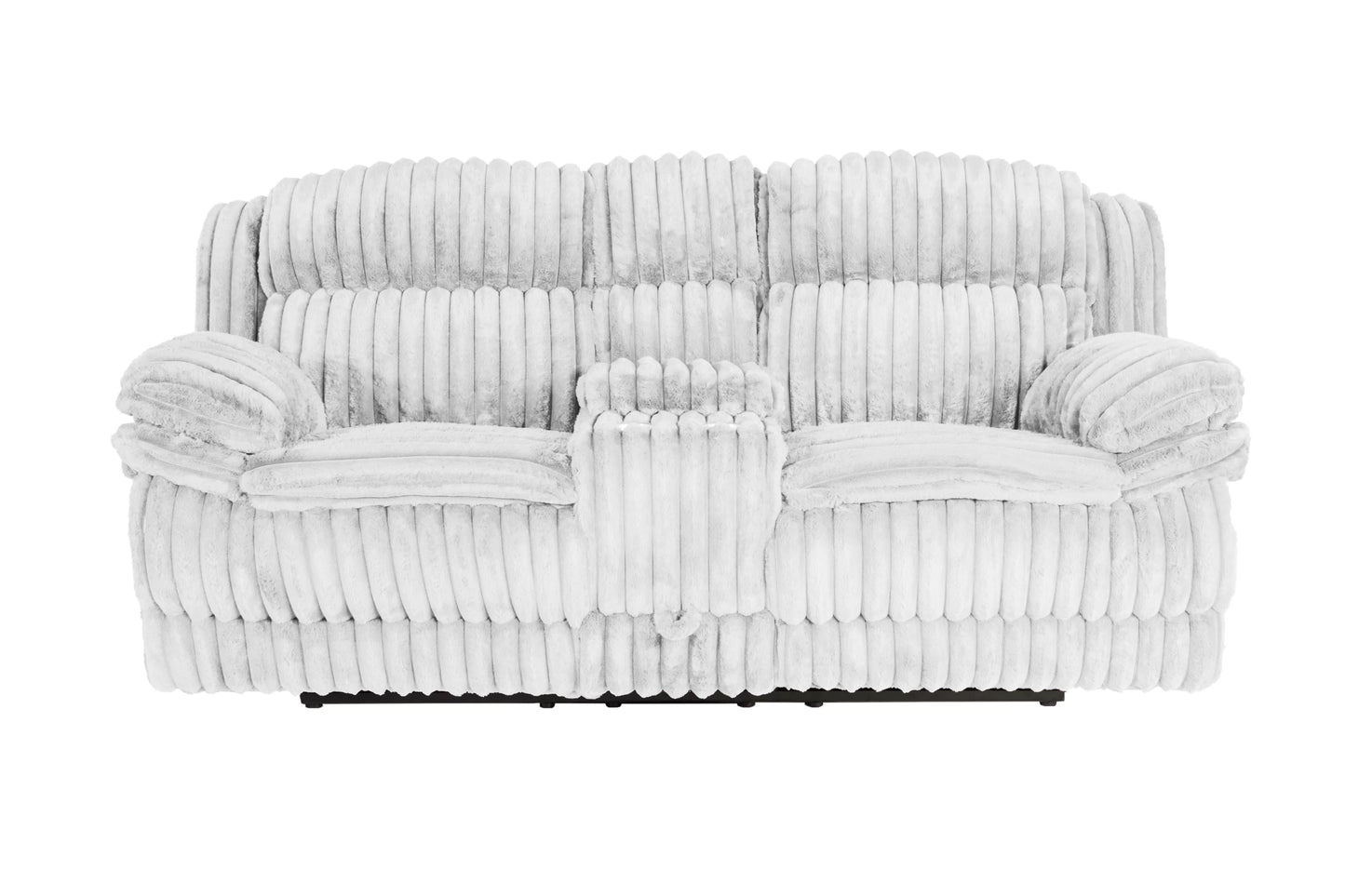 Recliner Loveseat, Chocolate-Light Gray, Fur-like Jumbo Corduroy
