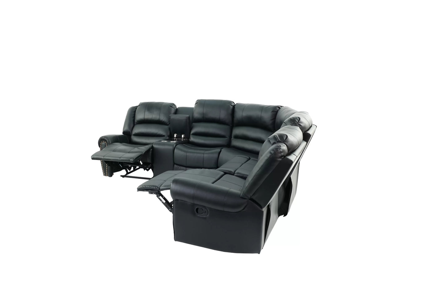 Motion Sectional, Black, Dark Brown, Bonded Leather