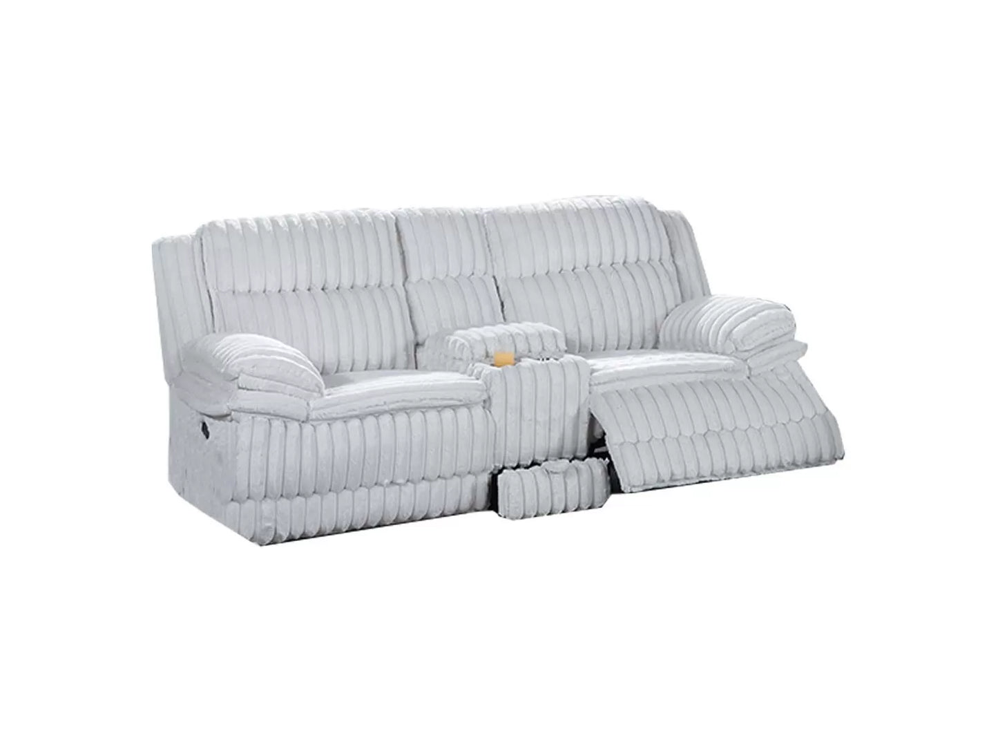 Recliner Loveseat, Chocolate-Light Gray, Fur-like Jumbo Corduroy