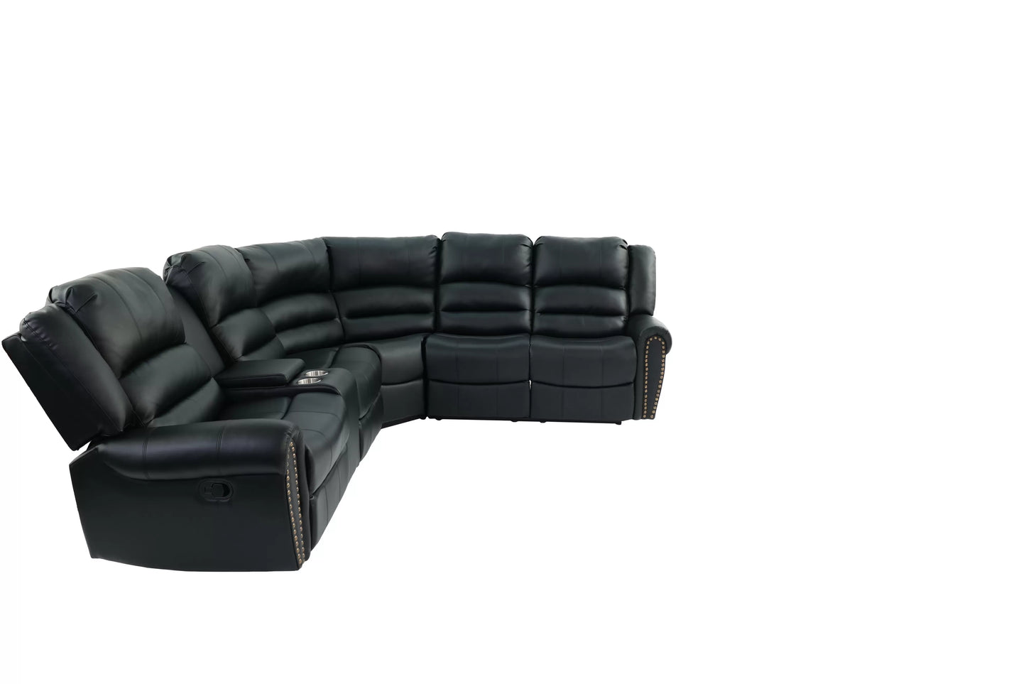 Motion Sectional, Black, Dark Brown, Bonded Leather