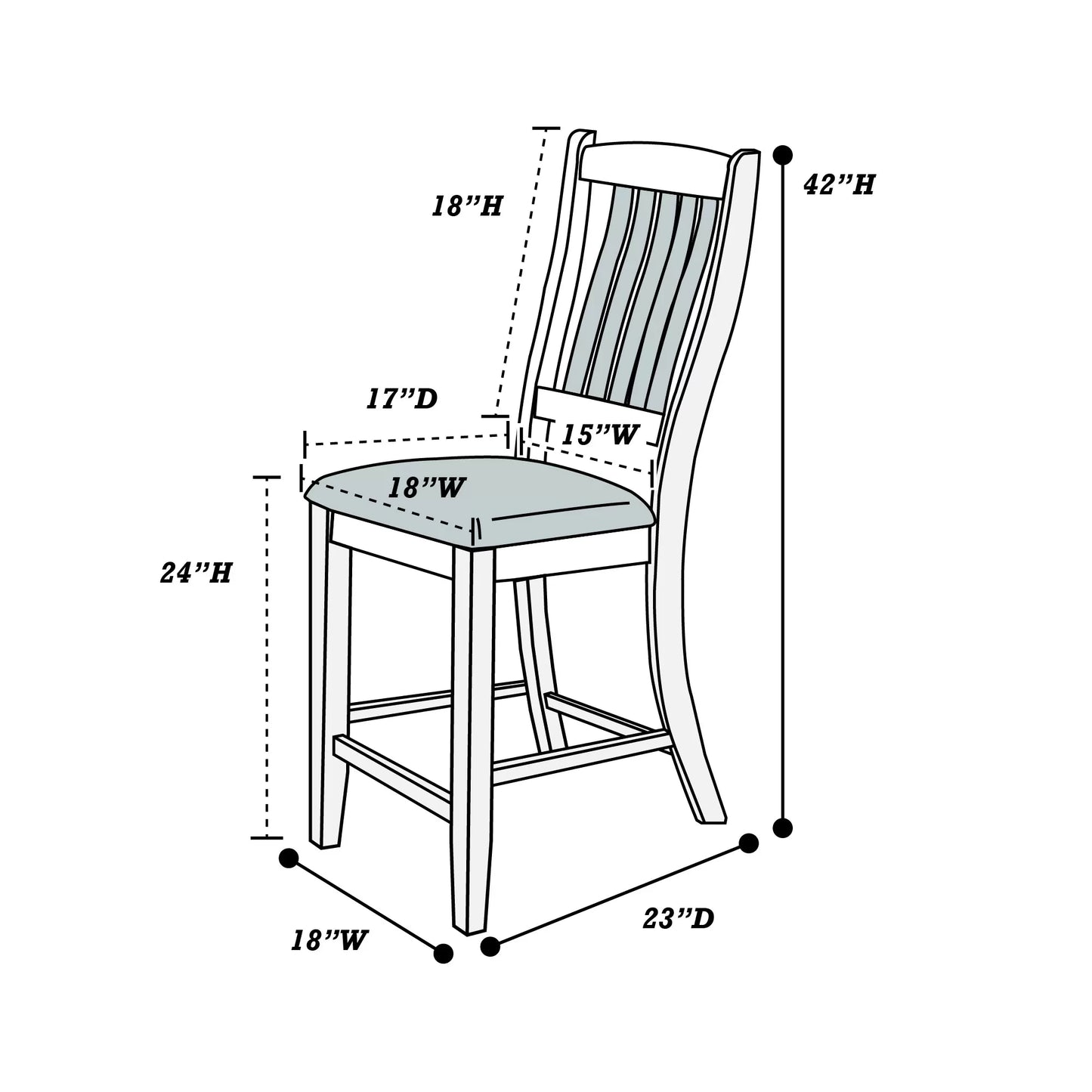 Casual Counter Height Table Set-Under-Table Shelf x 2 (Table + 6 Chairs)