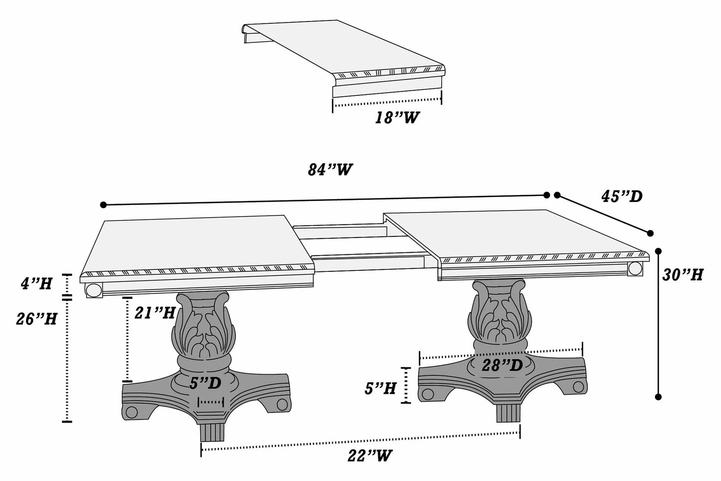 Formal Dining Set (Table W Leaf + 8 Chairs)