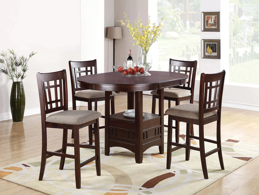 Casual Counter Height Table Set-Under-Table Shelf (table + Chairs)