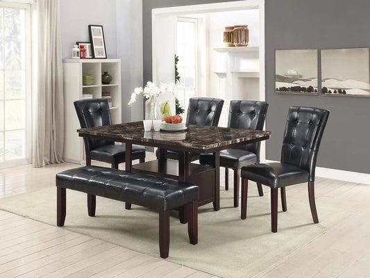 Casual Dining Table Set Under-Table Storage (Table + 4 Chairs + Bench)