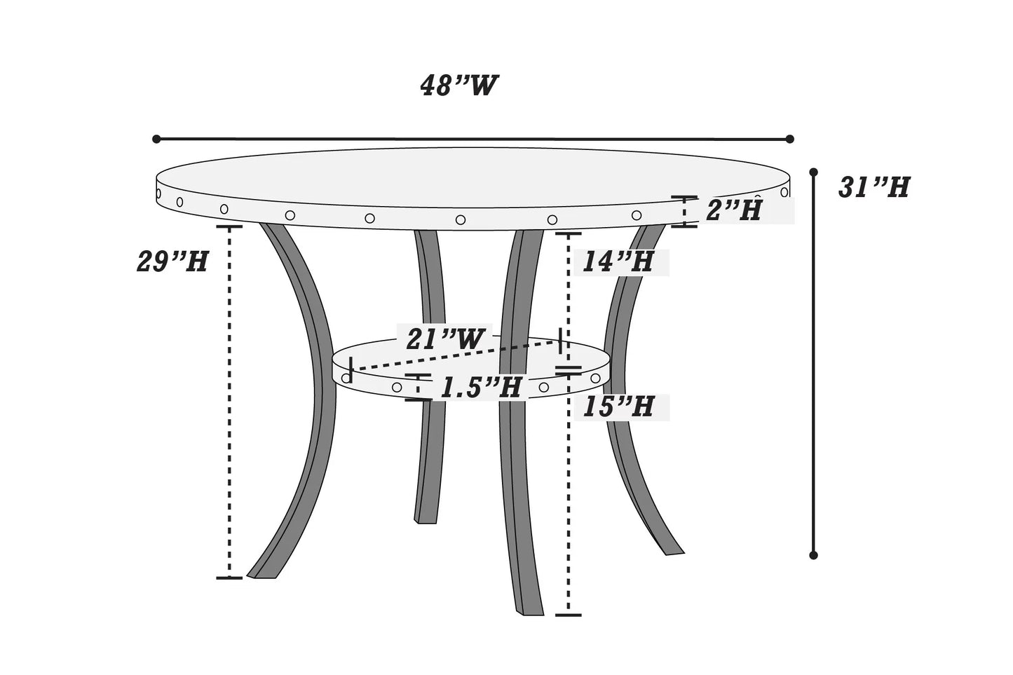 Casual Dining Table Set  Under-Table Shelf (Table + 4 Chairs)