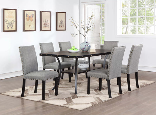 Casual Dining Table Set Under-Table Shelf (Table + 6 Chairs)