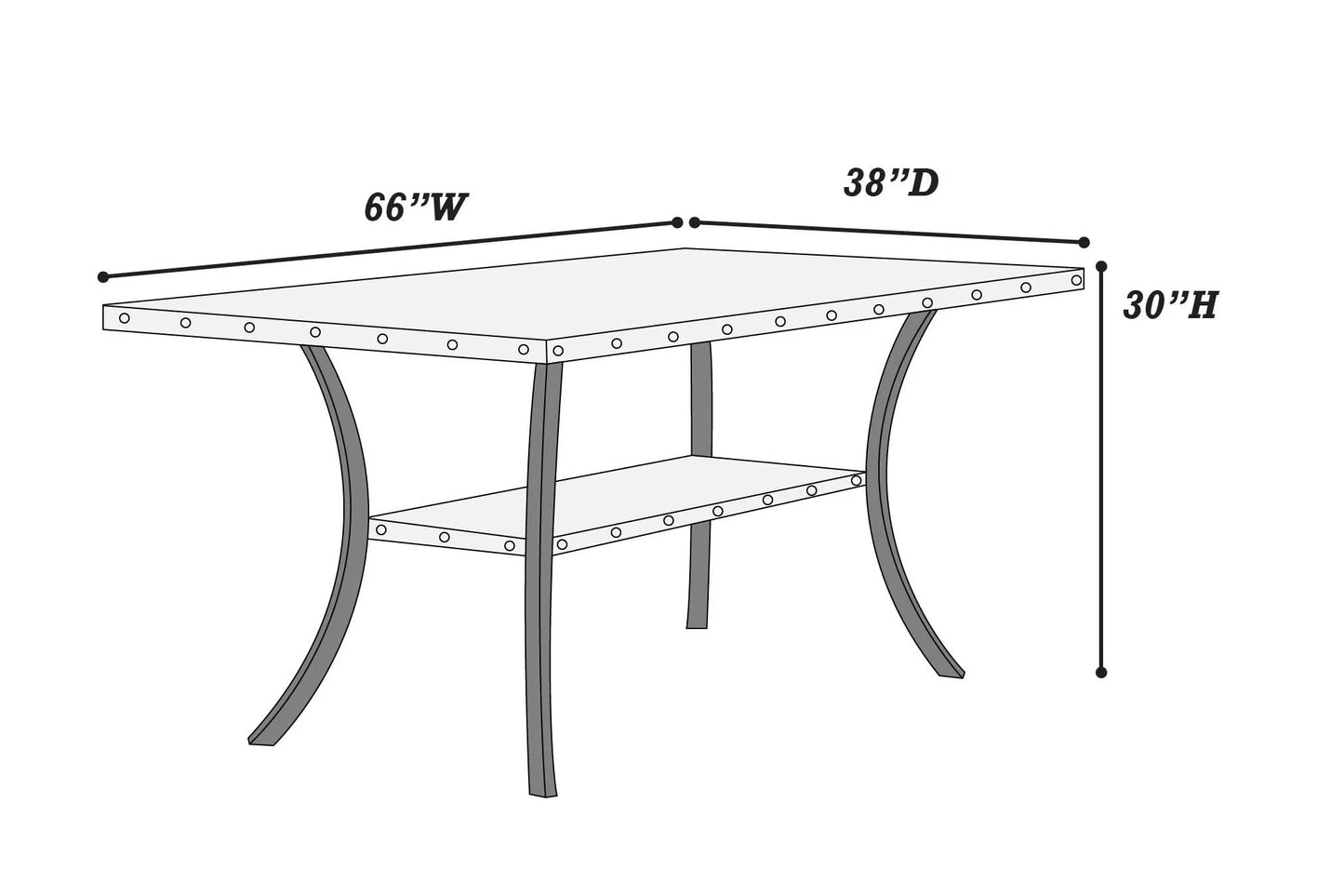 Casual Dining Table Set Under-Table Shelf (Table + 6 Chairs)