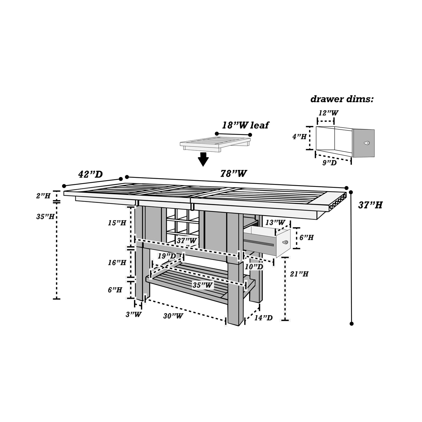 6-Seats Counter Height Dining Set