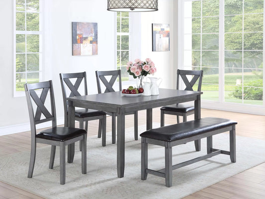 6-Pcs Dining Set (Table + 4 Chairs + Bench)