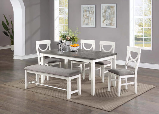 6-Pc Dining Set (Table + 4 Chairs + Bench)