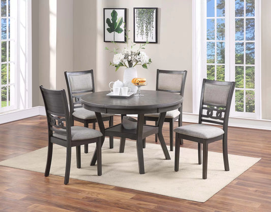 Casual Dining Table Set-Under-Table Shelf (Table + 4 Chairs)