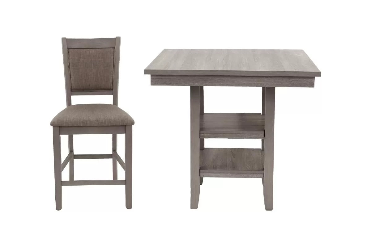 5-Pcs Counter Height Dining Set (Table W/Under-Table Shelf + 4 Chairs)