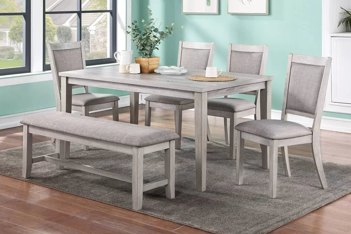 6-Pcs Dining Set (Table + 4 Chairs + Bench)