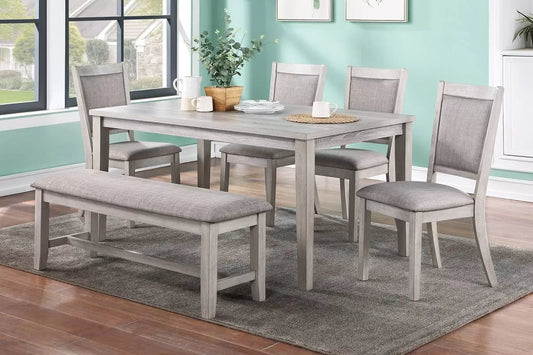 6-Pcs Dining Set (Table + 4 Chairs + Bench)